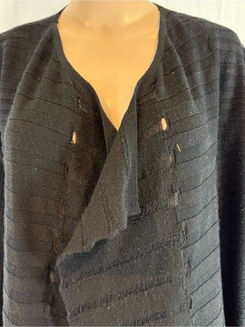 Eileen Fisher Black Open-Front Ribbed Cardigan